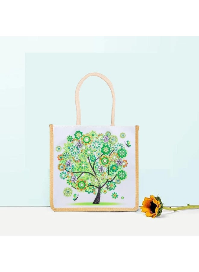CLENEA Diamond Painting Bag 5D Diamond Art Tote Bags，Diamond Drawing Cross Stitch Shaped Diamond Storage Bag Embroidery Kit Diamond Art Bags Girls Adult Art Craft Decoration Bags (Spring) - Image 3